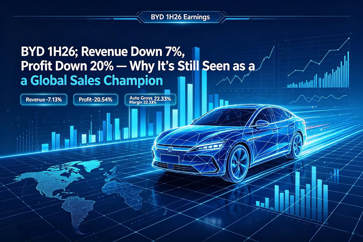 BYD 1H26: Revenue Down 7%, Profit Down 20% — Why It’s Still Seen as a Global Sales Champion