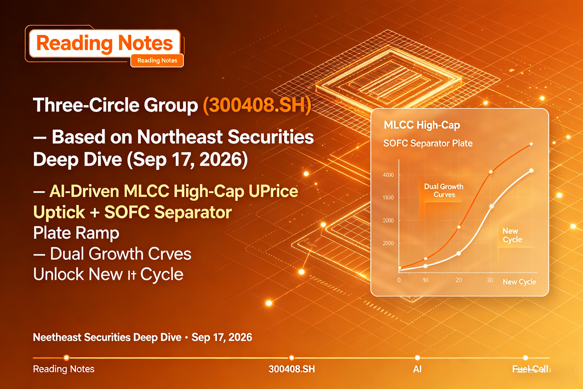 Three-Circle Group(300408.SH) — Based on Northeast Securities Deep Dive (Sep 17, 2026) — AI-Driven MLCC High-Cap Price Uptick + SOFC Separator Plate Ramp — Dual Growth Curves Unlock New Cycle